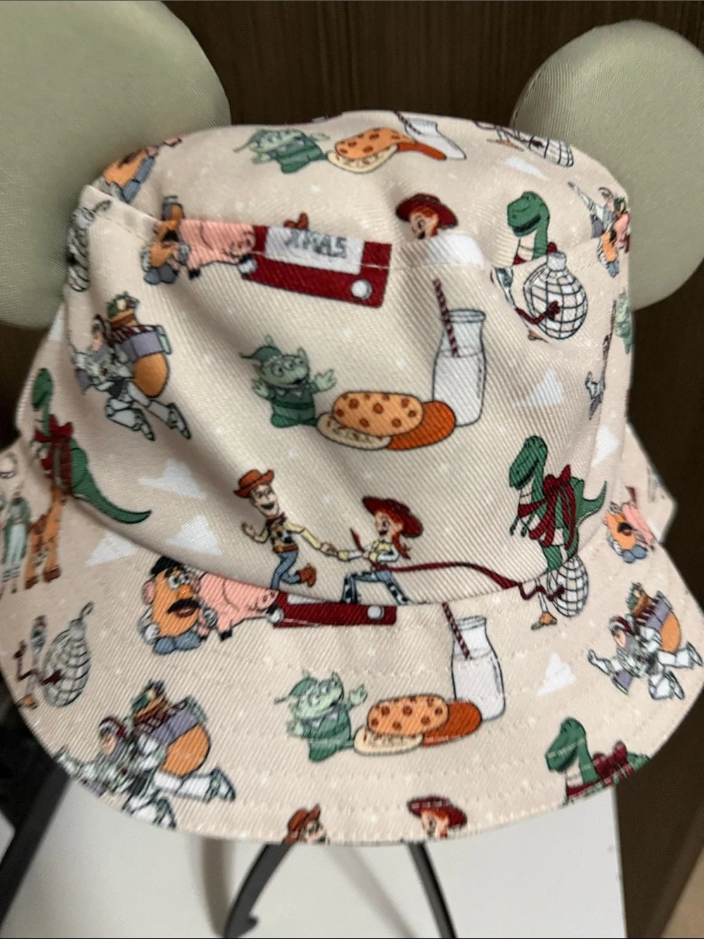Baby Beige Storybook Print‎ Bucket Hat with Ears